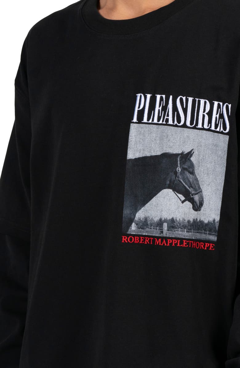 PLEASURES Horses Faux Layered Long Sleeve Graphic T-Shirt, Alternate, color,