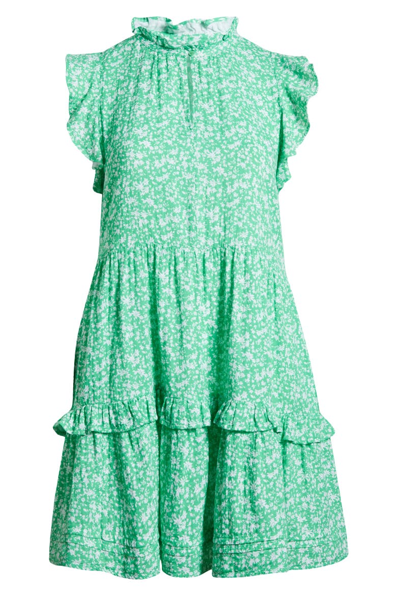 Floral Ruffle Gauze Dress, Alternate, color, GREEN- WHITE AIDA FLORAL