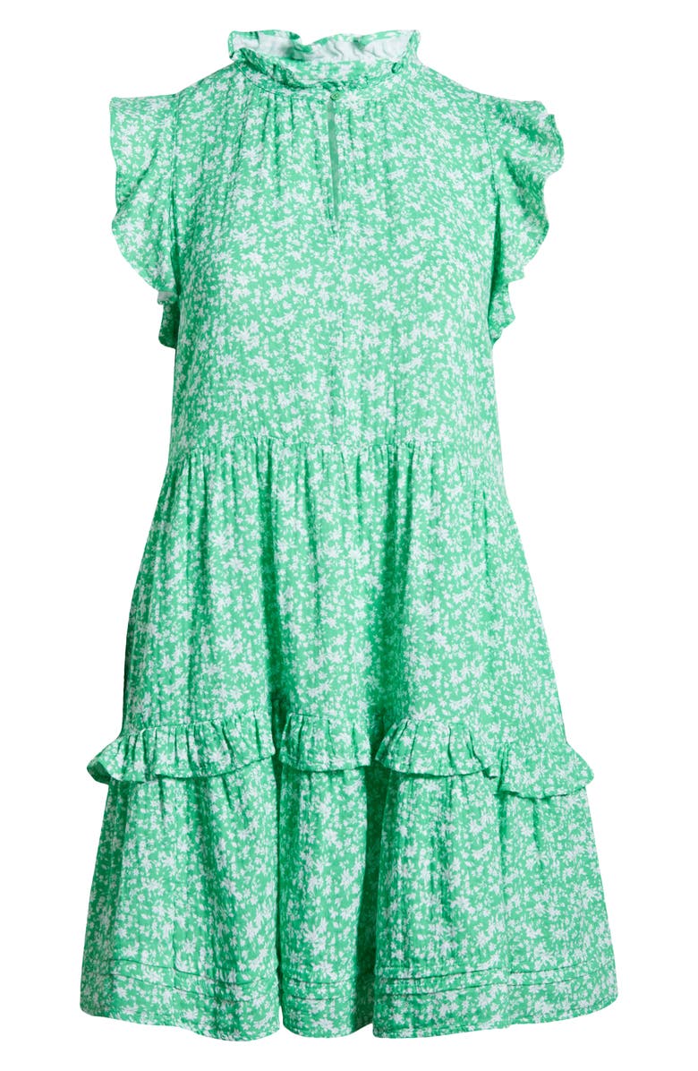 Caslon<sup>®</sup> Floral Ruffle Gauze Dress, Alternate, color, Green- White Aida Floral