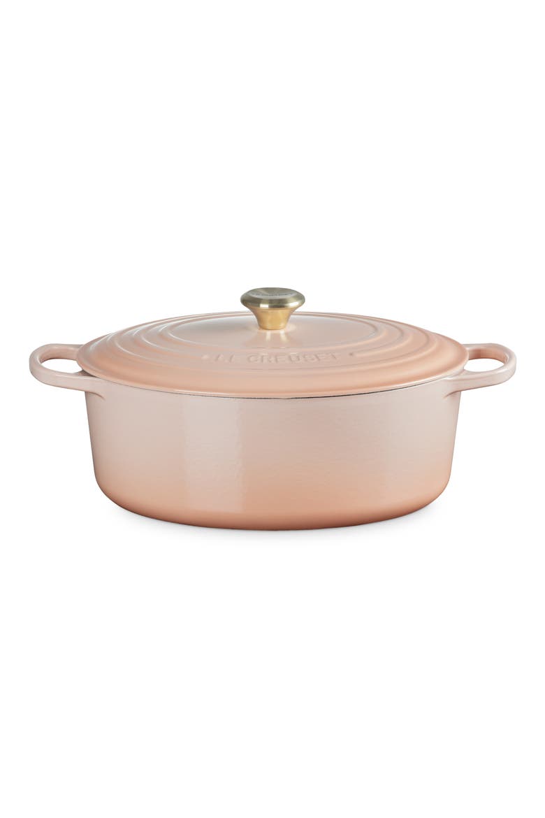 Signature 8-Quart Oval Enamel Cast Iron French/Dutch Oven, Main, color, PECHE