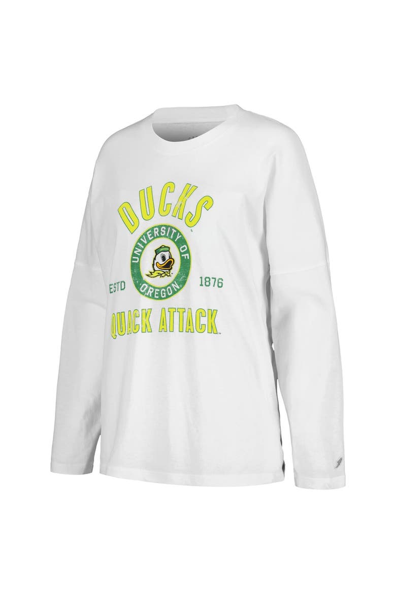 Women's League Collegiate Wear White Oregon Ducks Clothesline Oversized Long Sleeve T-Shirt, Alternate, color, White