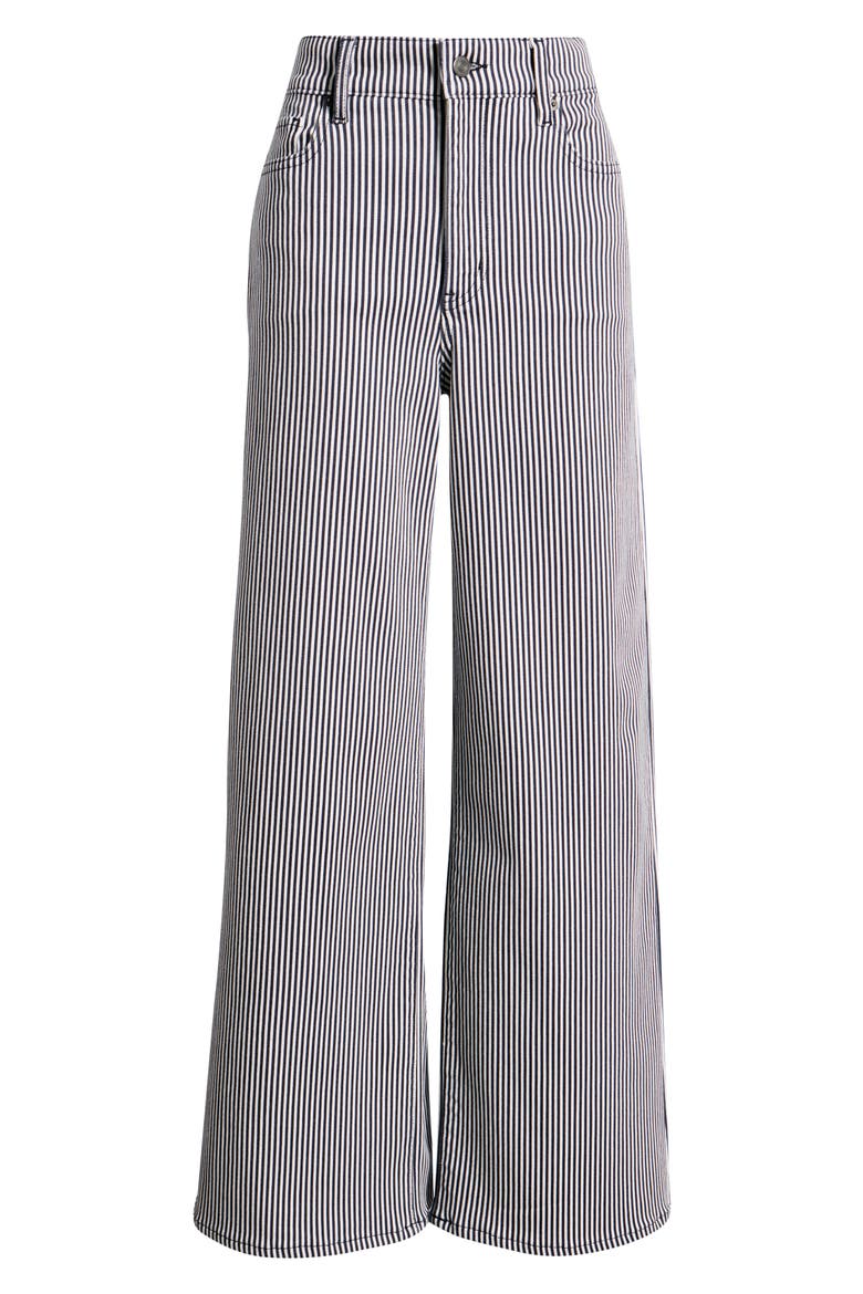 Le Slim Palazzo High Waist Wide Leg Jeans, Alternate, color, NAVY STRIPE