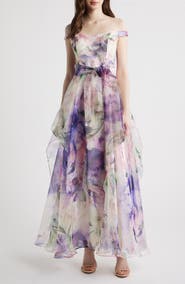 Eliza J Floral Off the Shoulder Ballgown