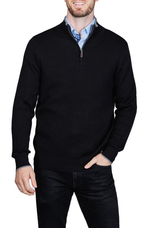 Tailorbyrd Fine Knit Quarter Zip Sweater In Black