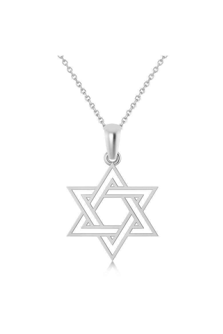 Jewish Star of David Pendant Necklace 14k, Main, color, White Gold