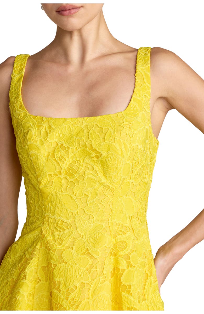 Mac Duggal Sleeveless Lace Scoop Neck Midi Dress with Pockets, Alternate, color, Buttercup