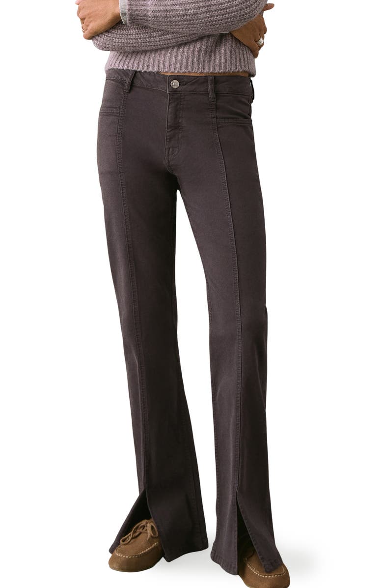 MANGO TEEN Slit Hem Mid Rise Flare Jeans, Main, color, Charcoal