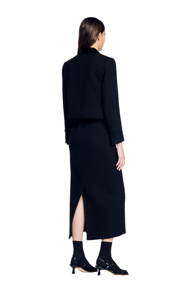 SANDRO Velvet tweed cropped jacket, Alternate, color,