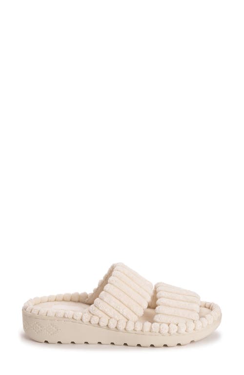 Muk Luks Cloud Ribbed Terry Double Strap Slide Slipper In Sand