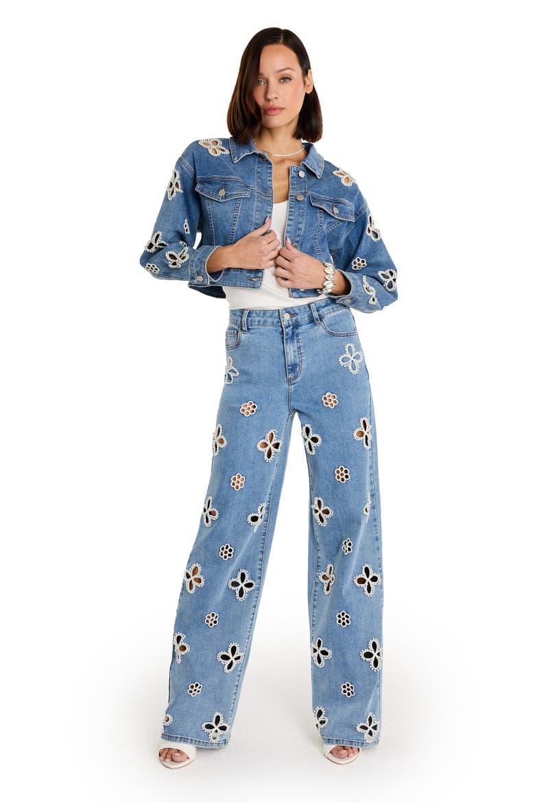 Kaia Pearl Jean Jacket, Alternate, color, MEDIUM BLUE