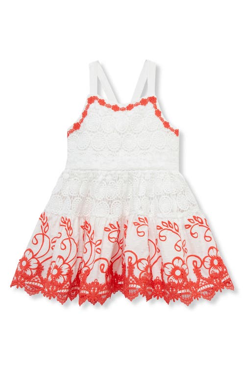 Peek Essentials Embroidered Lace Accent Dress In White