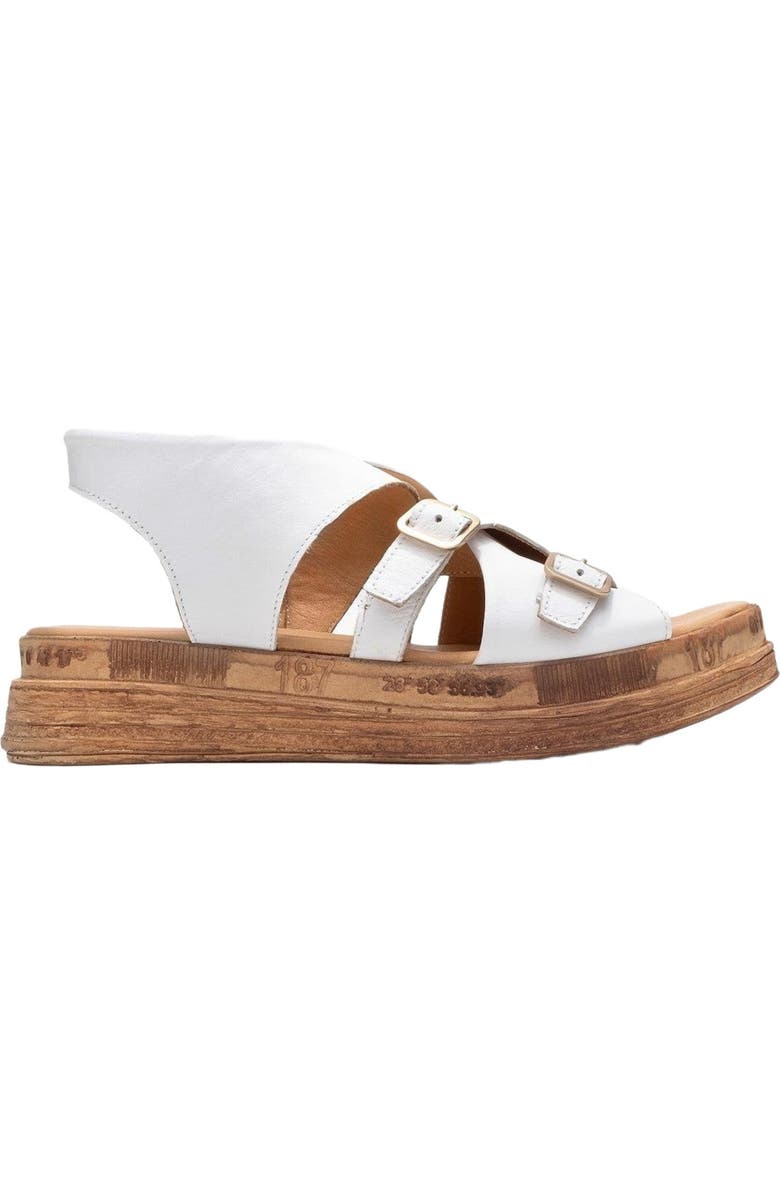 Forever & Always Shoes Levine Leather Buckled Side-Zip Sandal, Alternate, color, White Leather