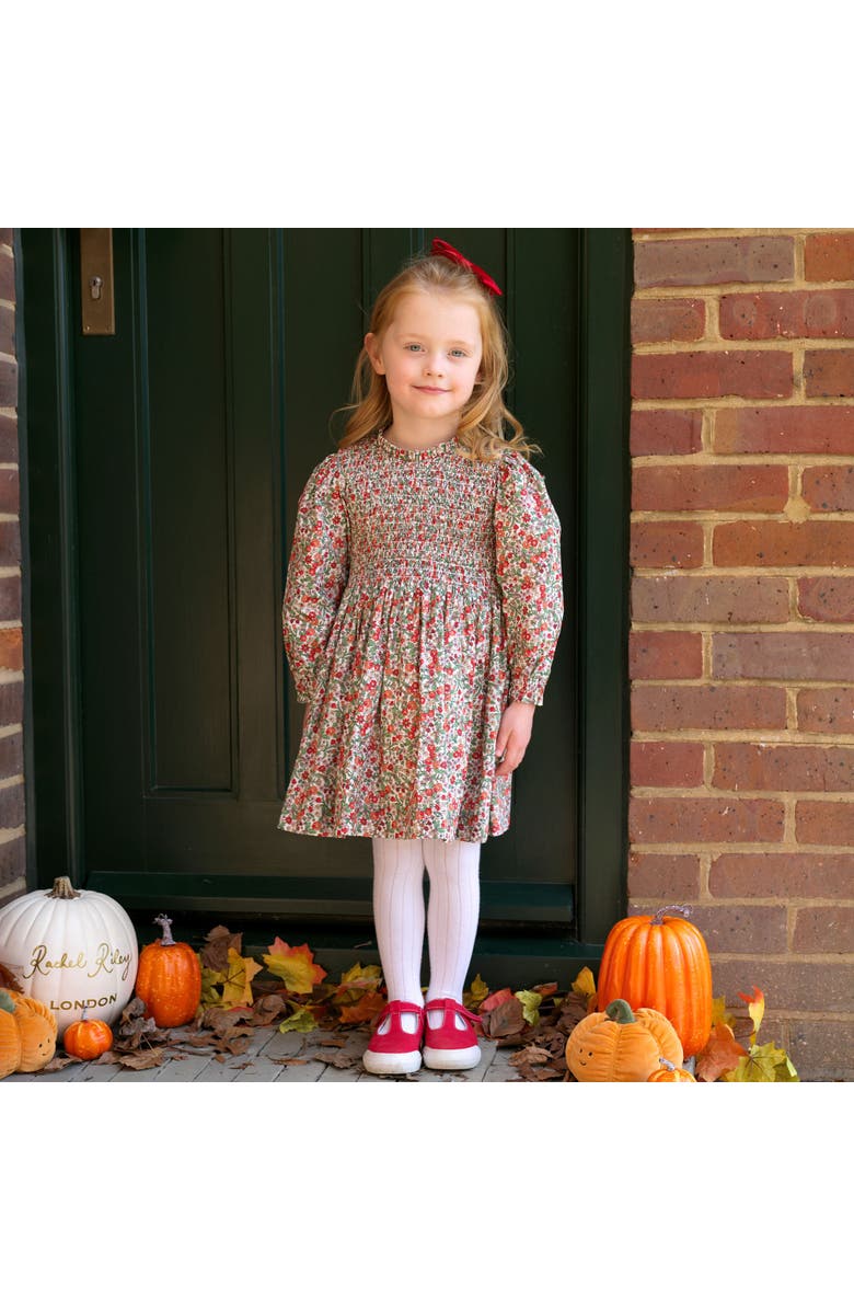 Rachel Riley Botanical Ruched Dress, Alternate, color, Red