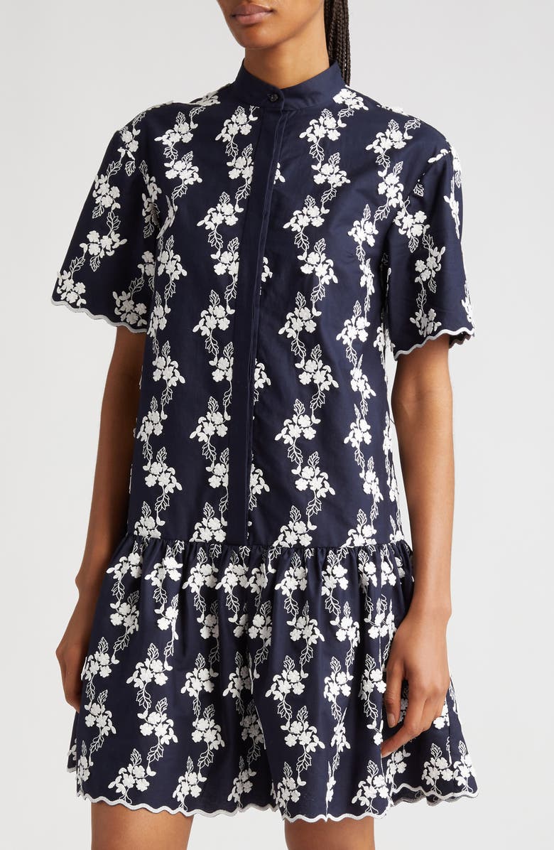 Erdem Embroidered Floral Tiered Minidress, Alternate, color, 