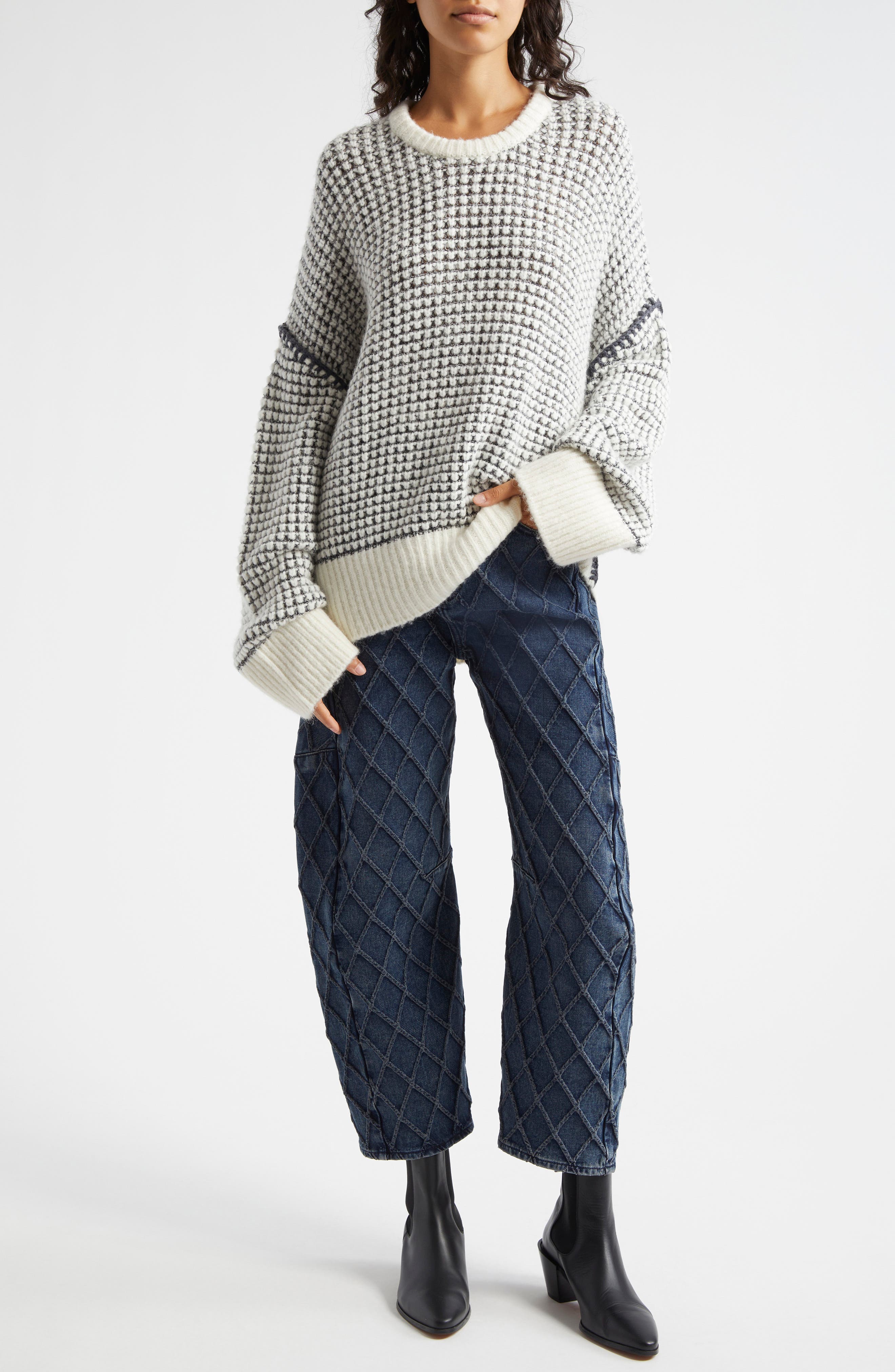 Charlie Quilted High Waist Barrel Jeans - image 2