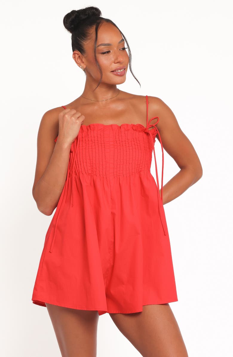 Petal & Pup Liora Pleated Romper, Alternate, color, Red