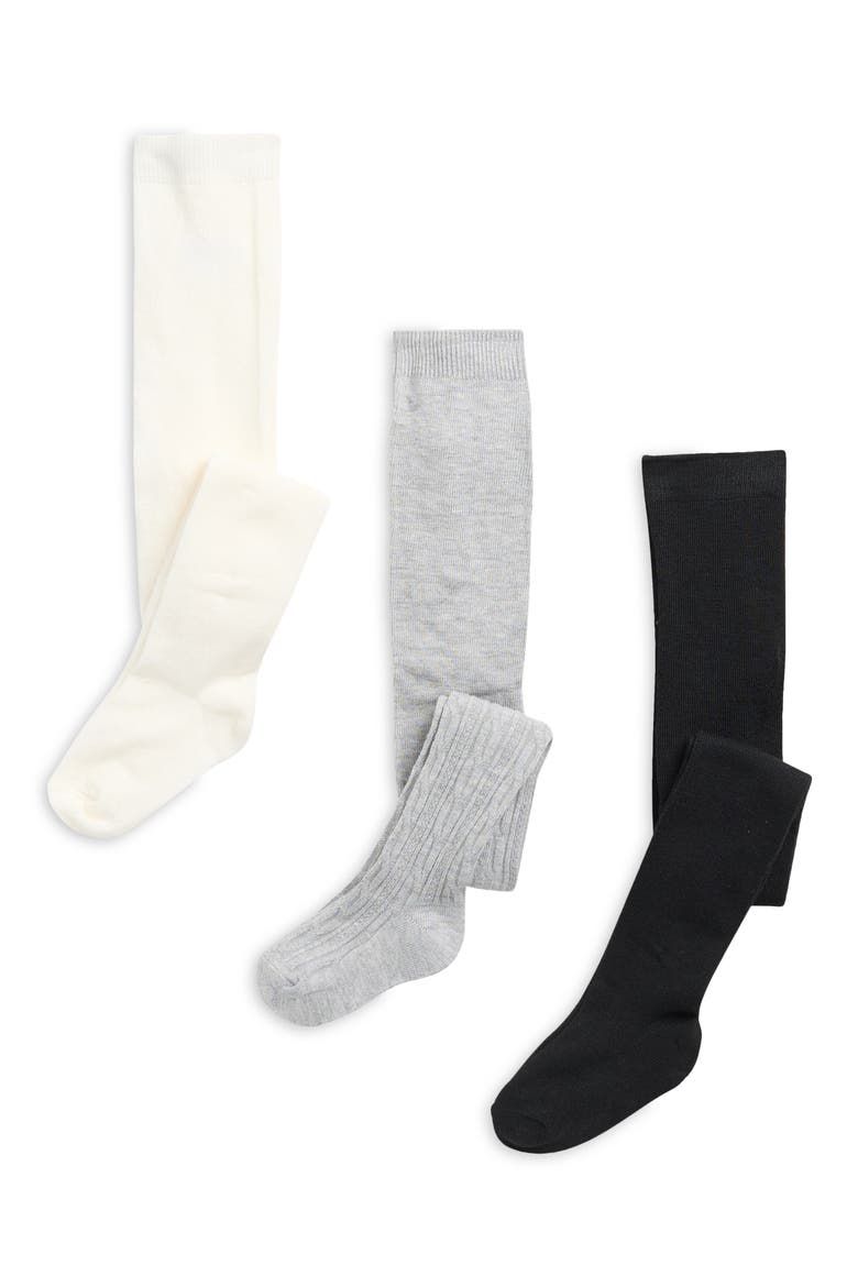 3-Pack Cable Knit Sweater Tights, Main, color, GREY COMBO