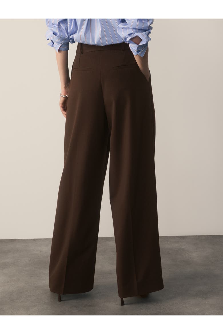 Sculpted High Waist Wide Leg Trousers, Alternate, color, Brown