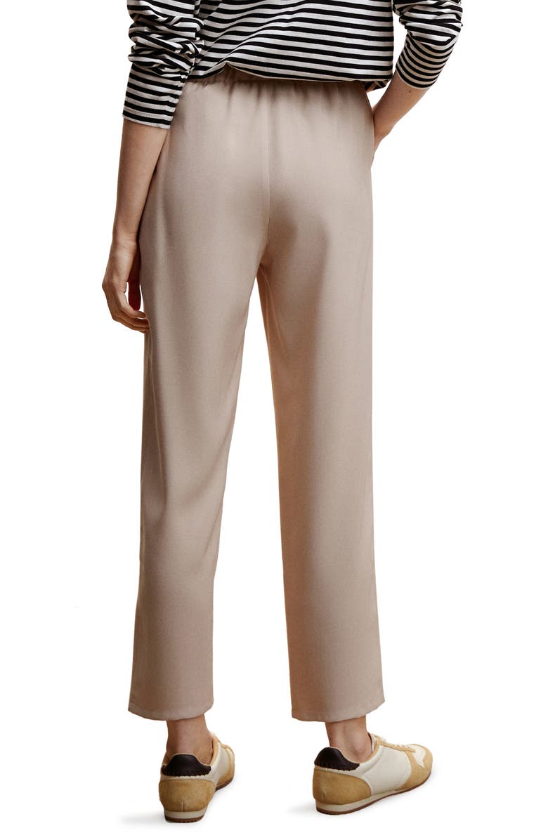 MANGO Drawstring Waist Flowy Pants, Alternate, color, Light Beige