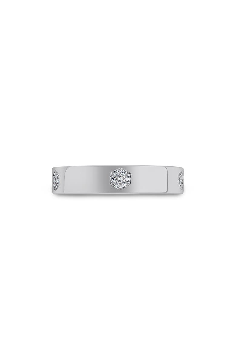 Sterling Forever Cubic Zirconia Station Band Ring, Alternate, color, Silver