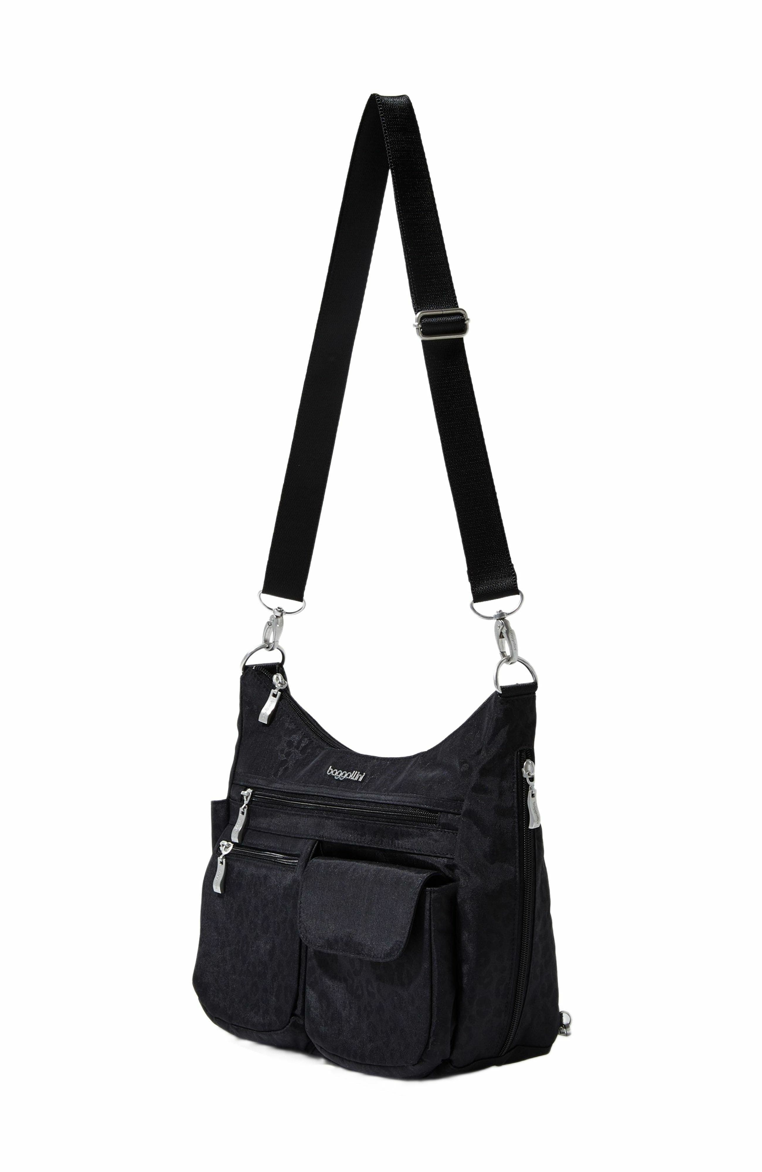 BAGGALLINI Modern Everywhere Hobo Crossbody Bag with Wristlet, Alternate, color, Black Cheetah Emboss