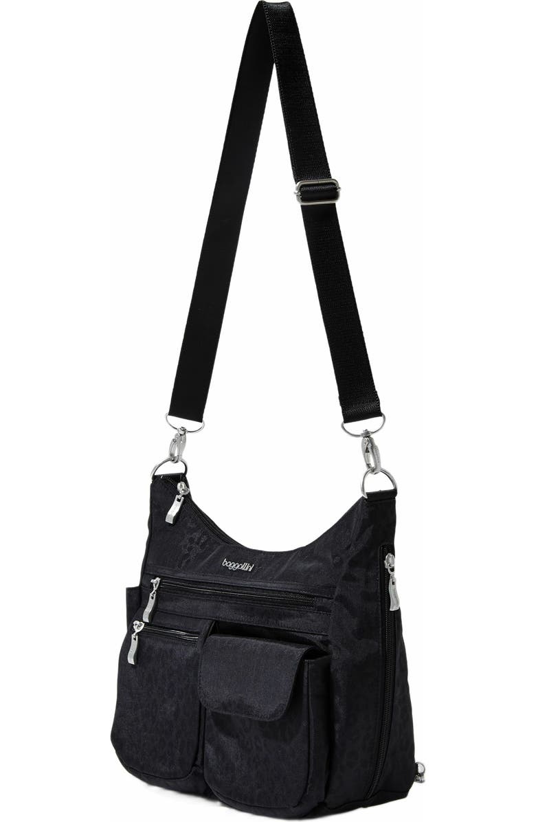 BAGGALLINI Modern Everywhere Hobo Crossbody Bag with Wristlet, Alternate, color, Black Cheetah Emboss