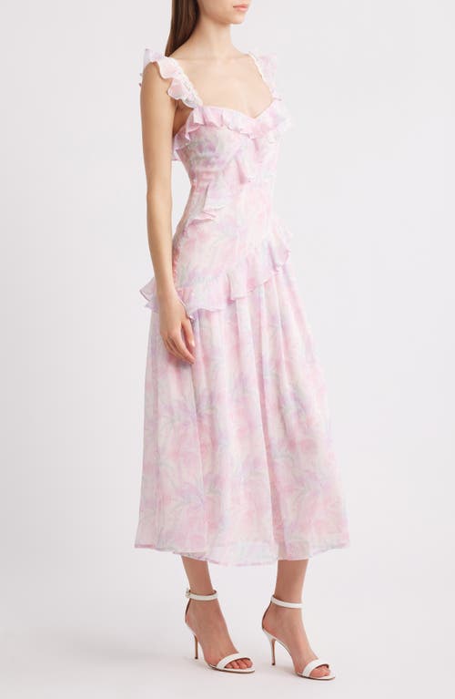 Lulus Parker Floral Ruffle Detail Chiffon Dress In Pink