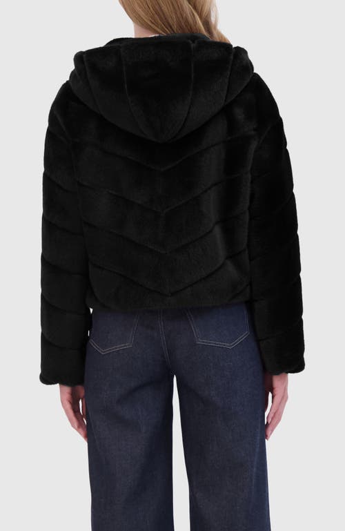 Lyla Grant Fur-free Mink (faux Fur) Hooded Jacket In Black