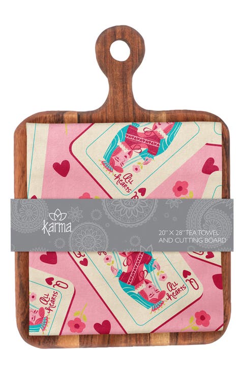 All Hearts Tea Towel & Cutting Board Set