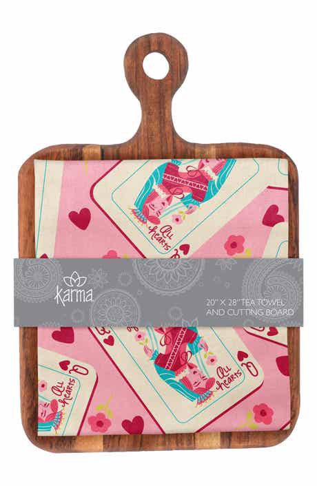 KARMA GIFTS All Hearts Tea Towel & Cutting Board Set