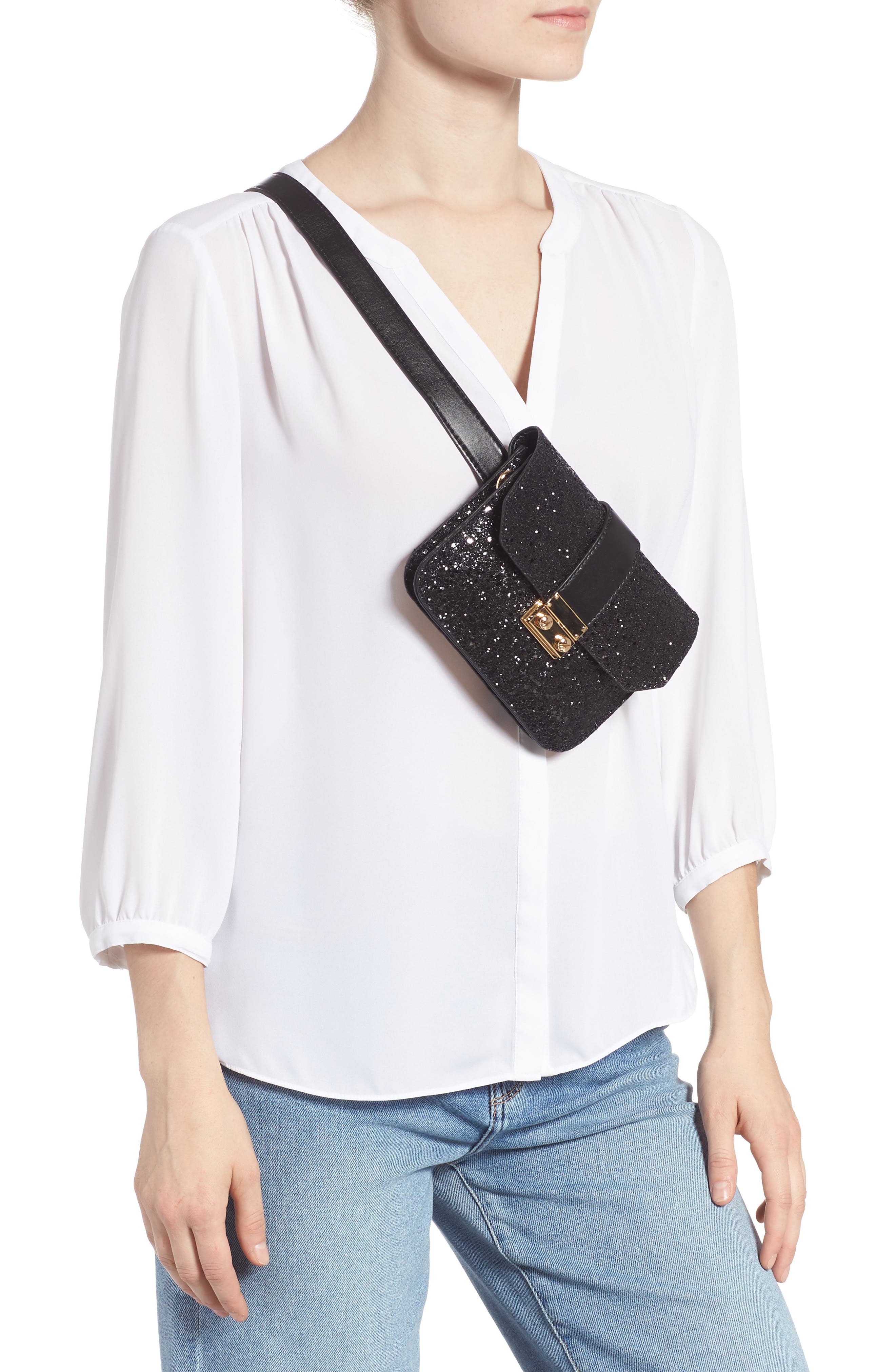 Mali + Lili Stacie Glitter Convertible Belt Bag, Alternate, color, 