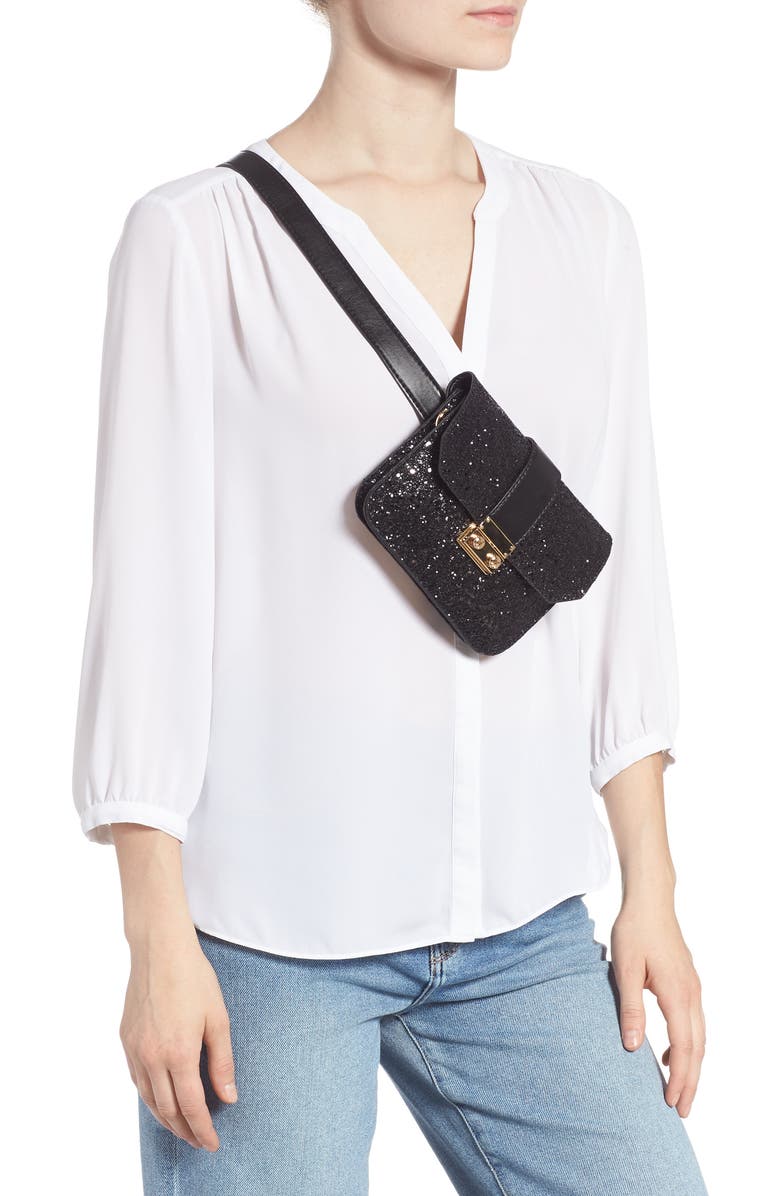 Mali + Lili Stacie Glitter Convertible Belt Bag, Alternate, color,