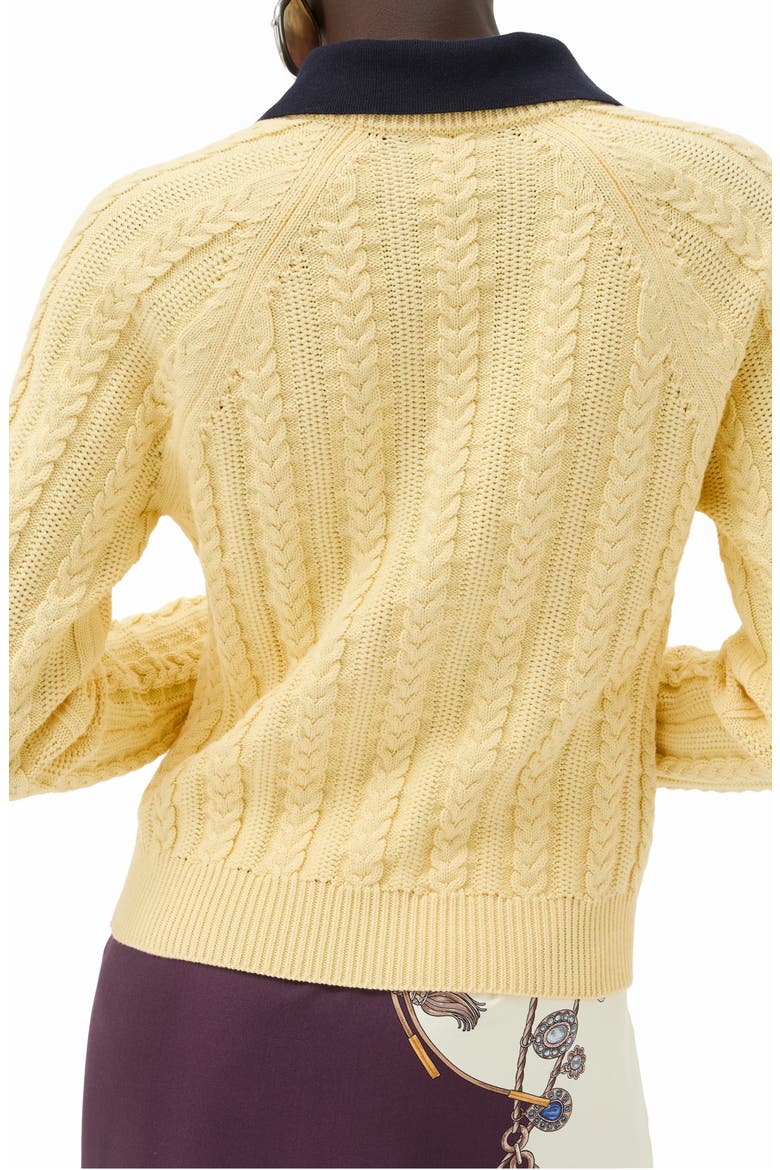 Cable Stitch Polo Sweater, Alternate, color, PALE YELLOW