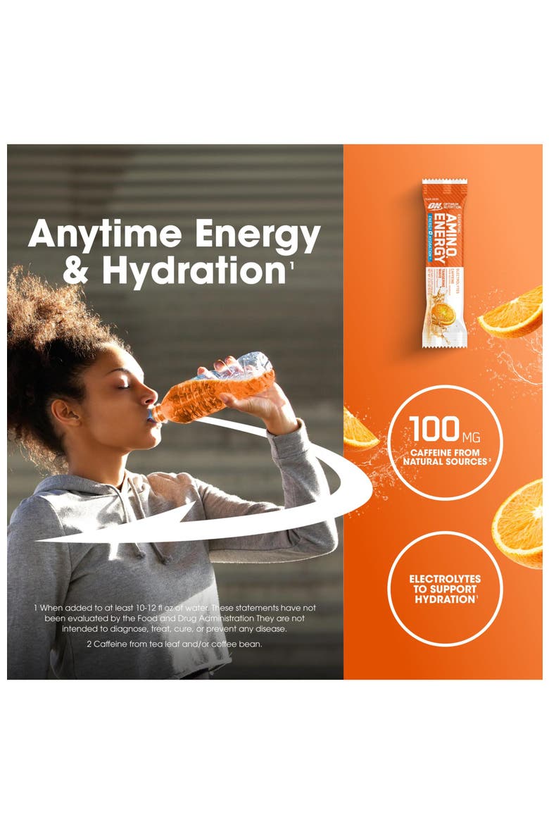 Amino Energy Hydration Powder Stick Packs for On-the-Go Energy and Hydration Support, Tangerine Wave Flavor, 25 Count, Alternate, color, None