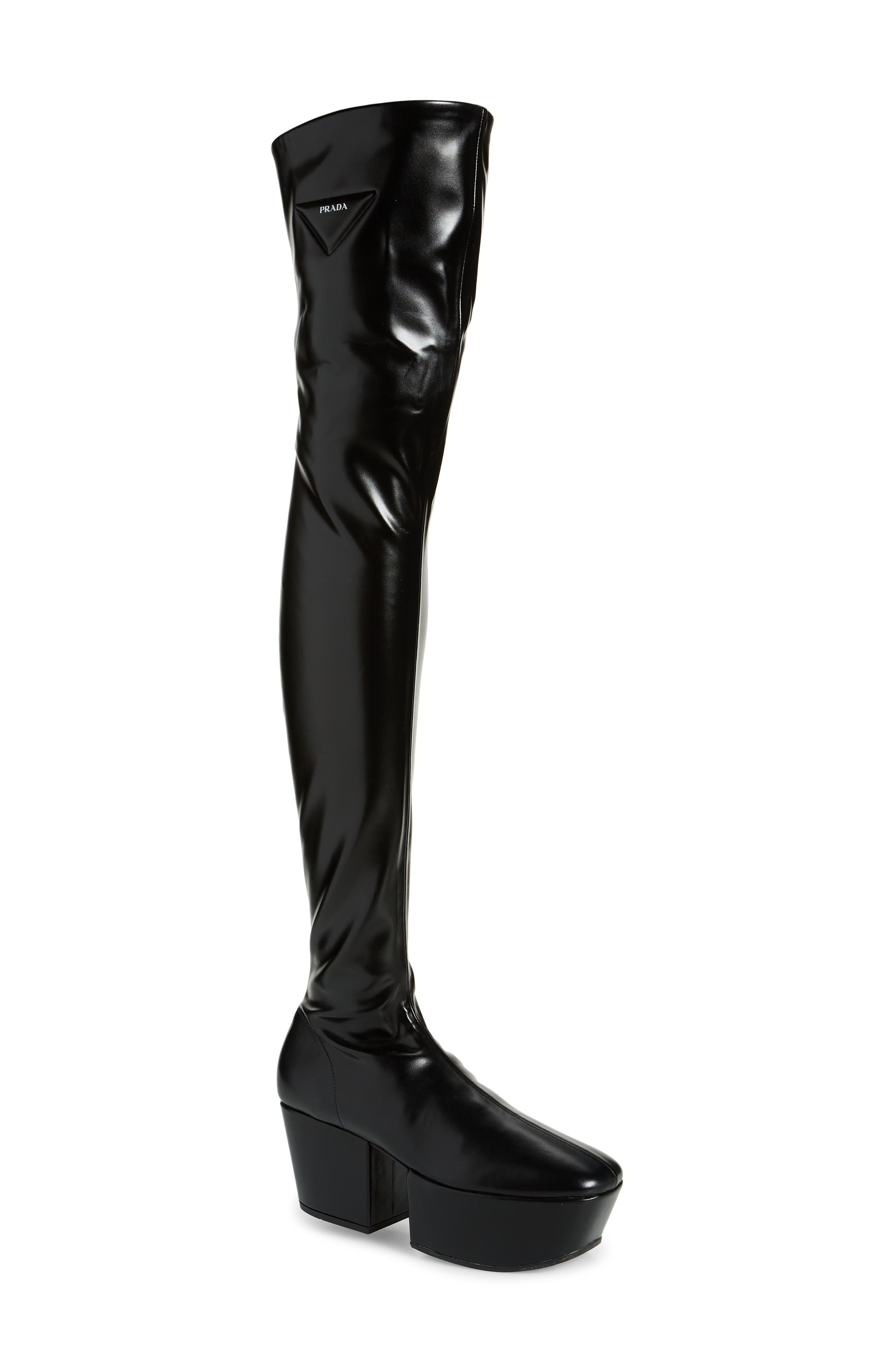 Prada Platform Over the Knee Boot, Main, color, 