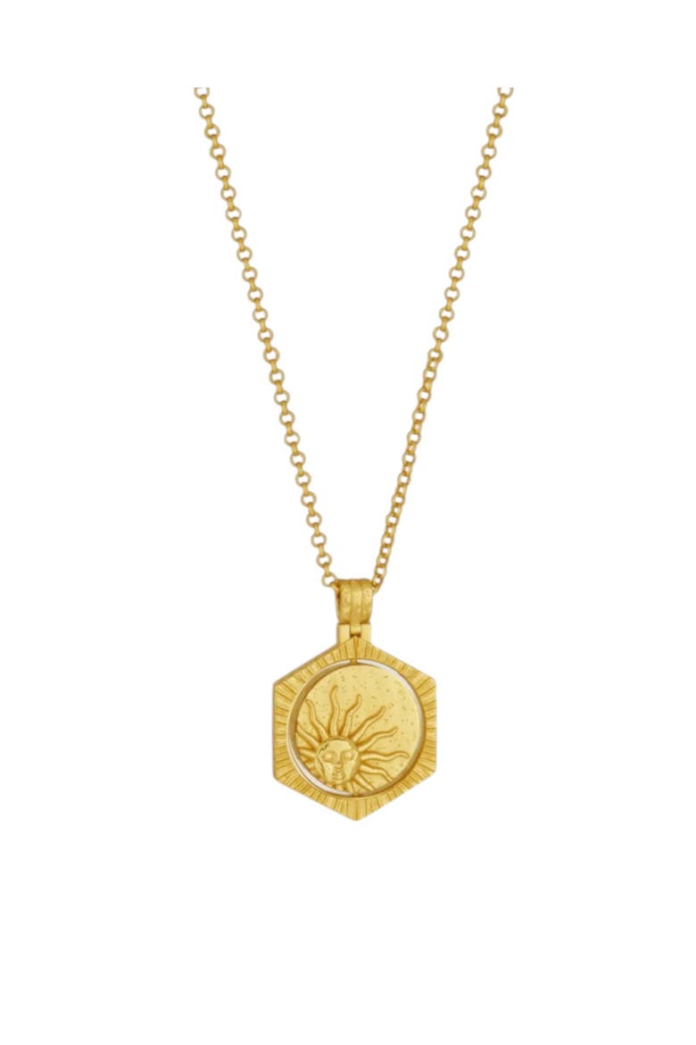 Lapis Moon Rotating Pendant Necklace, Alternate, color, Gold