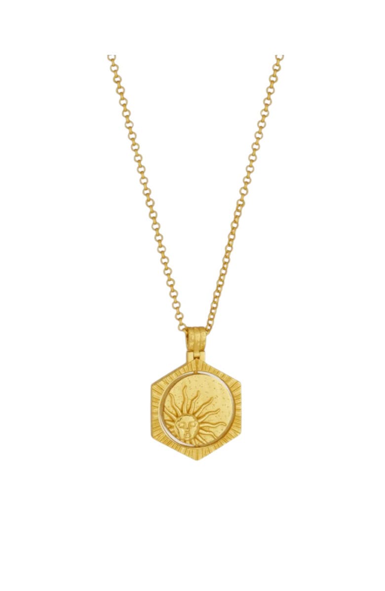 Ottoman Hands Lapis Moon Rotating Pendant Necklace, Alternate, color, Gold