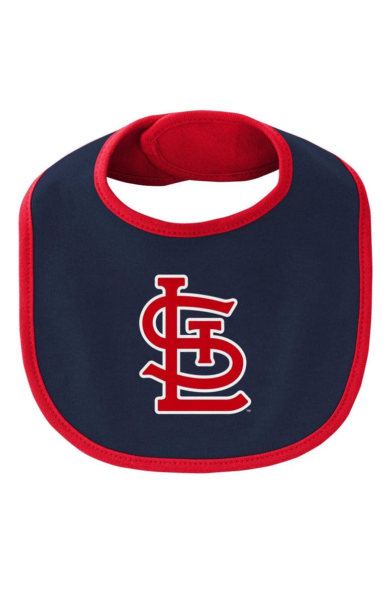 Newborn & Infant Red/Navy St. Louis Cardinals Little Champ Three-Pack Bodysuit Bib & Booties Set, Alternate, color, Red