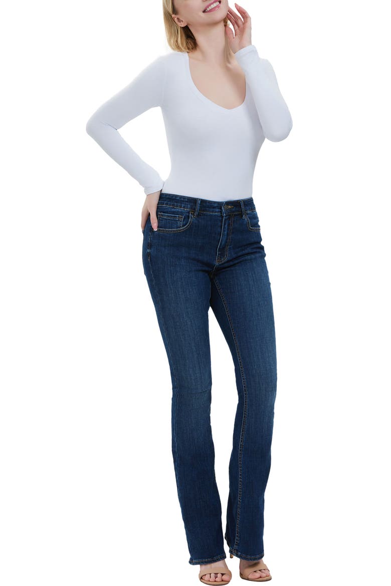 V-Neck Long Sleeve Bodysuit, Alternate, color, White