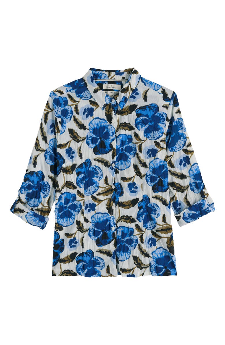 Seasalt Cornwall Larissa Crinkled Floral Organic Cotton Button-Up Shirt, Alternate, color, Spring Pansy Chalk