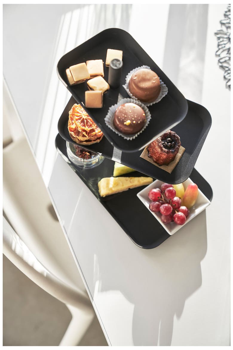 Tower Three-Tier Steel Serving Stand, Alternate, color, BLACK