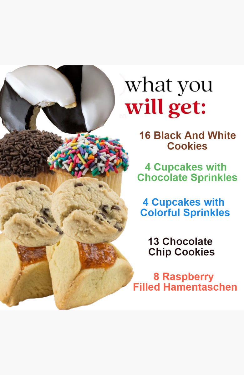 Lovery 47 Piece Assorted Food Basket with Cookies, Cupcakes, and Cake, Alternate, color, NO COLOR