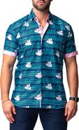 Maceoo Galileo Dog Dream Regular Fit Short Sleeve Button-Up Shirt