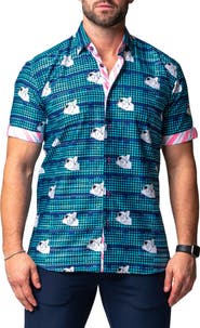 Maceoo Galileo Dog Dream Regular Fit Short Sleeve Button-Up Shirt
