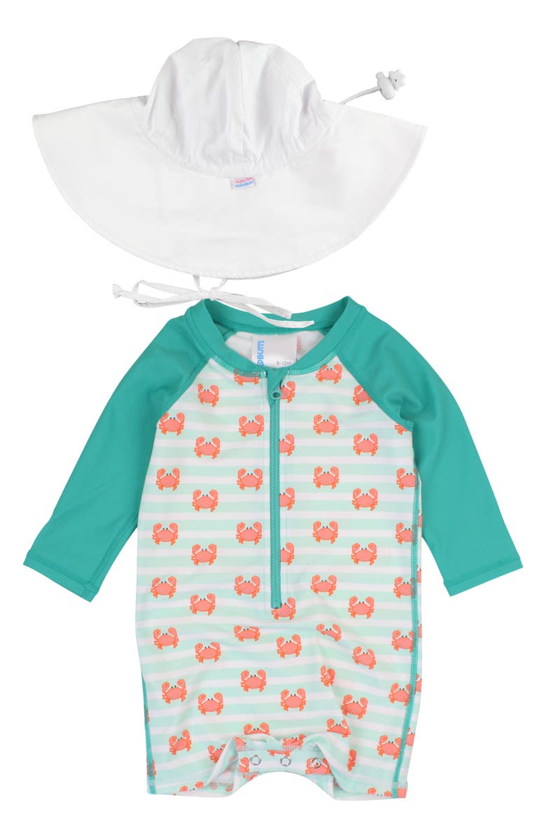 RuggedButts Crabby Cove Colorblock One-Piece Rashguard Swimsuit, Main, color, 