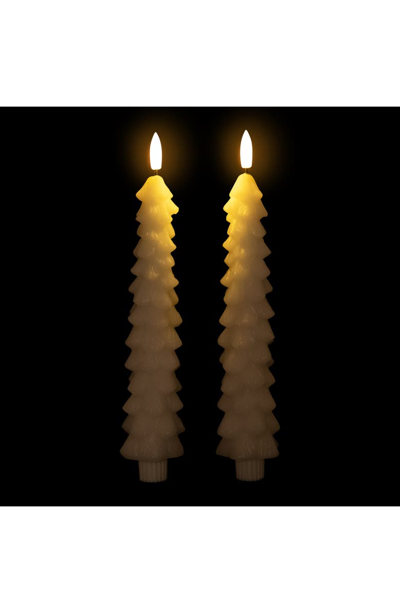 Northlight LED Flickering Flameless Wax Tapered Christmas Tree Candles - 9.75" - White - Set of 2, Alternate, color, White