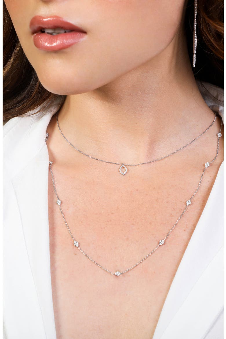 Diamond Station Necklace (Nordstrom Exclusive), Alternate, color, WHITE GOLD