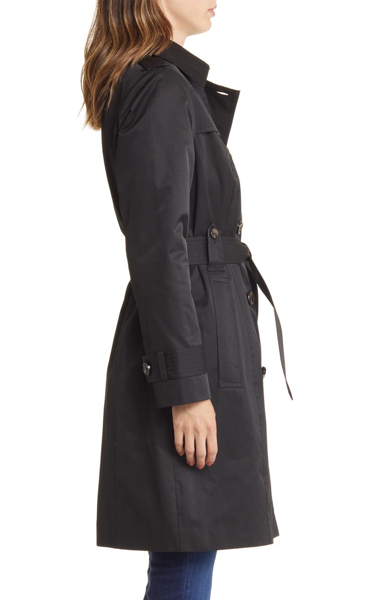 London Fog Belted Water Repellent Trench Coat with Removable Hood, Alternate, color, 