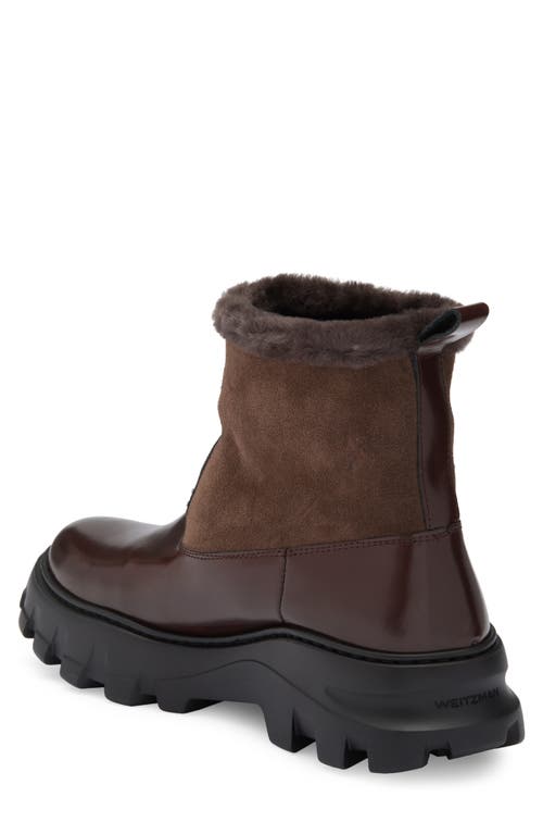 Stuart Weitzman Alton Genuine Shearling Lined Lug Sole Boot In Brown