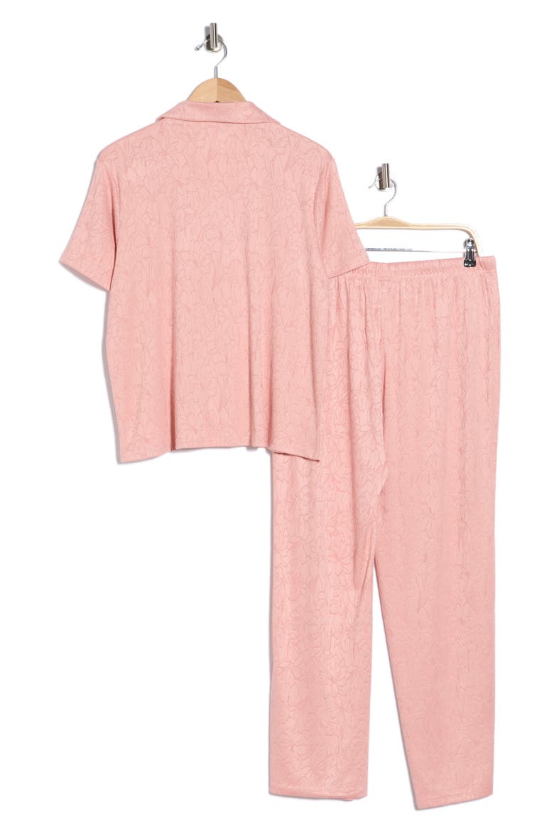 Notched Top Long Pajamas, Alternate, color, CORAL BLOSSOM